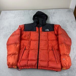 The North Face Men's Size Large 800 Down Fill Puffer Jacket Winter Orange/Black